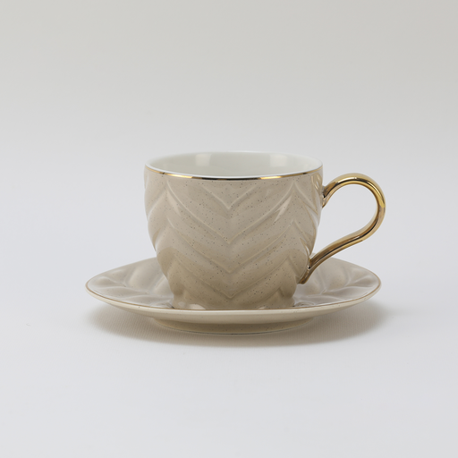 [RP-064] Decopor Dotted White 6/6 Milk cup and saucer 200 ml RS-1919