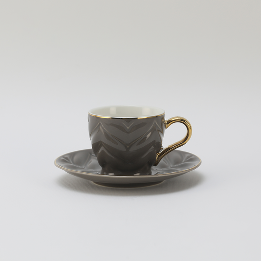 [RP-068] كوب قهوة وصحن ديكوبور سموكي جراي 6/6 سعة 75 مل RS-1919