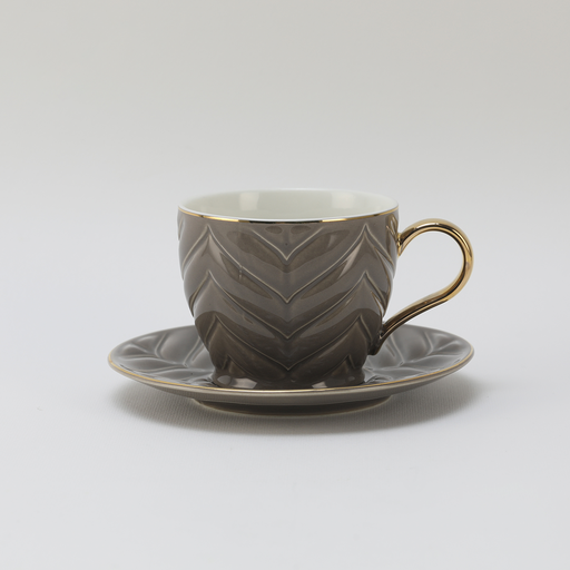[RP-070] Decopor Smoky Grey 6/6 Milk cup and saucer 200 ml RS-1919