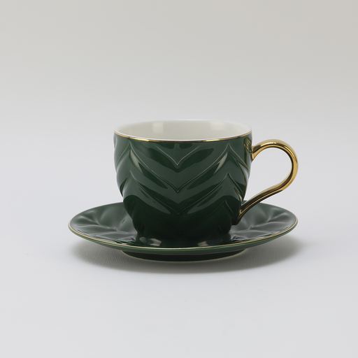 [RP-082] Decopor Dark Green 6/6 Milk cup and saucer 200 ml RS-1919