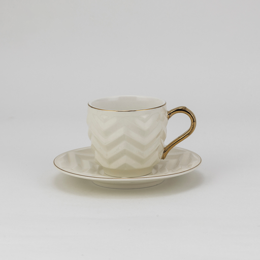 [RP-092] Decopor Creamy White 6/6 coffee cup and saucer 75 ml RS-2020