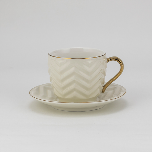 [RP-094] Decopor Creamy White 6/6 Milk cup and saucer 200 ml RS-2020