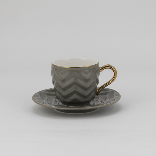 [RP-104] Decopor Dark Grey 6/6 coffee cup and saucer 75 ml RS-2020