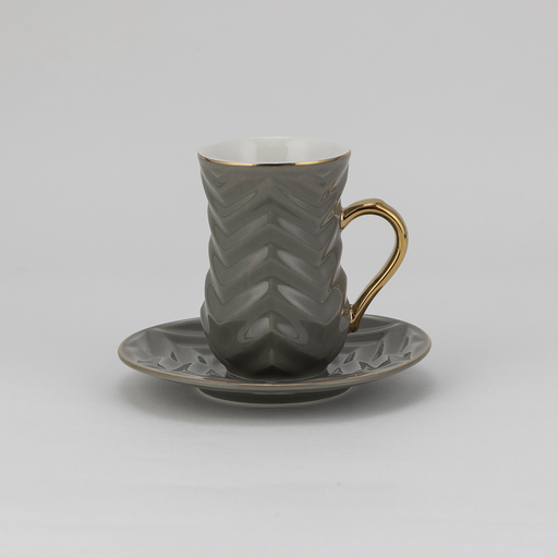 [RP-105] Decopor Dark Grey 6/6 Tea cup and saucer 100 ml RS-2020