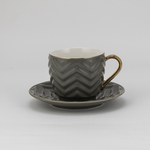 [RP-106] Decopor Dark Grey 6/6 Milk cup and saucer 200 ml RS-2020