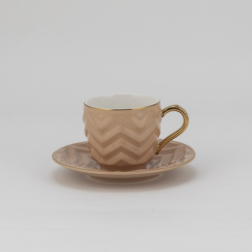 [RP-116] كوب قهوة وصحن ديكوبور تان 6/6 سعة 75 مل RS-2020