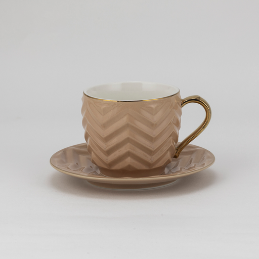 [RP-118] Decopor Tan 6/6 Milk cup and saucer 200 ml RS-2020