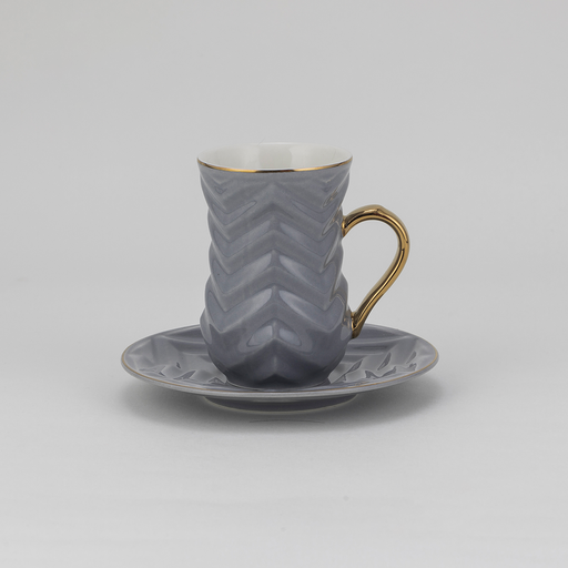 [RP-123] Decopor Cadet Grey 6/6 Tea cup and saucer 100 ml RS-2020