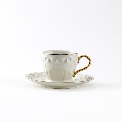 [RP-134] Decopor Creamy White 6/6 coffee cup and saucer 75 ml RS-2121