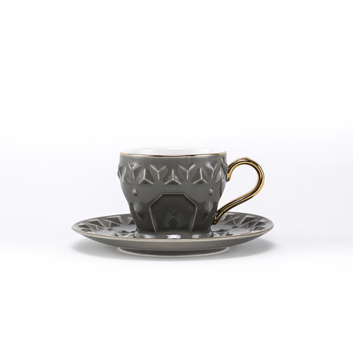 [RP-146] Decopor Dark Grey 6/6 coffee cup and saucer 75 ml RS-2121