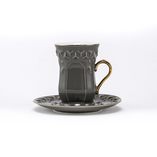 [RP-147] Decopor Dark Grey 6/6 Tea cup and saucer 100 ml RS-2121