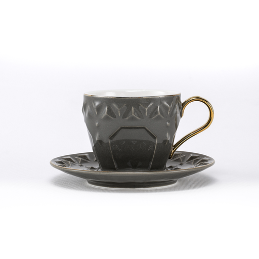 [RP-148] Decopor Dark Grey 6/6 Milk cup and saucer 200 ml RS-2121