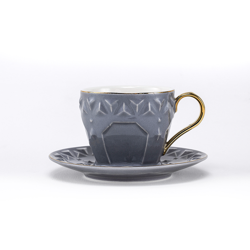 [RP-154] كوب حليب وصحن ديكوبور كاديت جراي 6/6 سعة 200 مل RS-2121