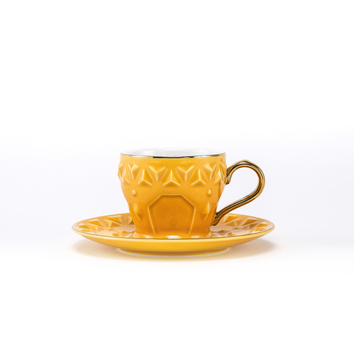[RP-158] كوب قهوة وصحن ديكوبور تيرمريك أصفر 6/6 سعة 75 مل RS-2121