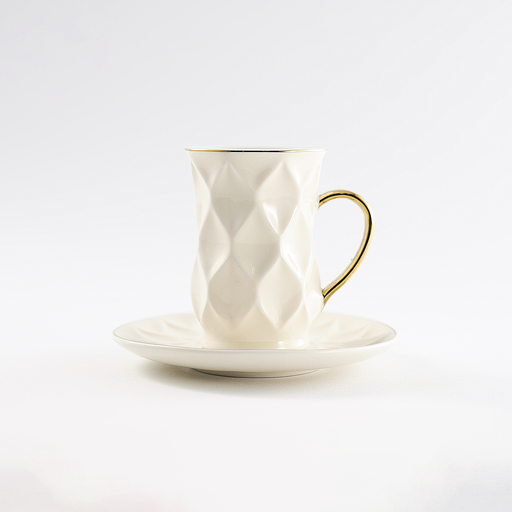 [RP-177] Decopor Creamy White 6/6 Tea cup and saucer 100 ml RS-2323