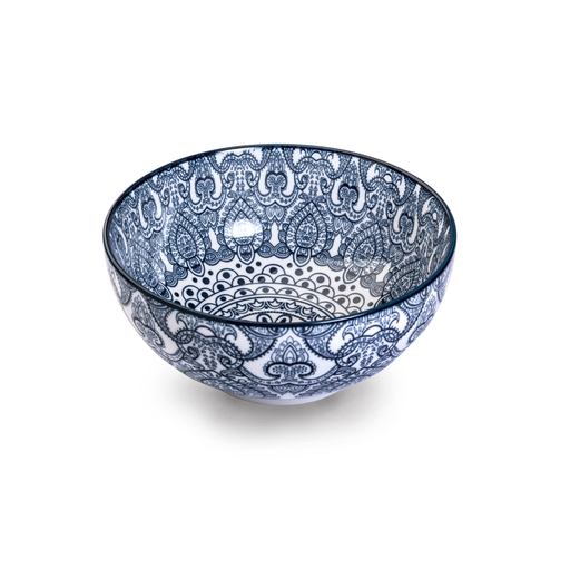 [D03-007] Che Brucia Arabesque Blue Porcelain Bowl 17.4 cm / 7"