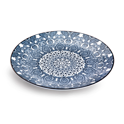 [D03-012] Che Brucia Arabesque Blue Porcelain Round Plate 25.4 cm / 11"