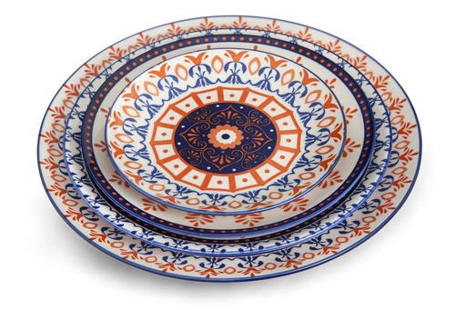 [D03-040] Che Brucia Henna Porcelain Round Plate 9"