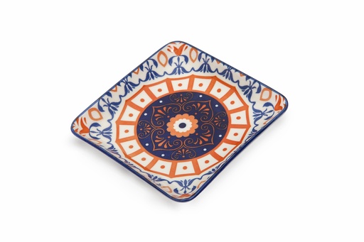 [D03-045] Che Brucia Henna Porcelain Oval Desserts Square Plate 12.3 cm / 5"
