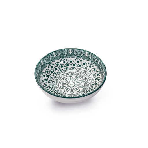 [D03-055] Che Brucia Arabesque Green Porcelain Round Dish 13 cm / 5"