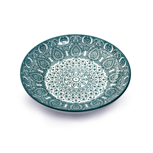 [D03-061] Che Brucia Arabesque Green Porcelain Soup Plate 20.9 cm / 8"