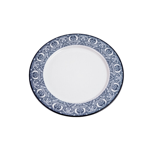 [D03-078] Che Brucia Arabesque Blue Porcelain Flat Plate 9"