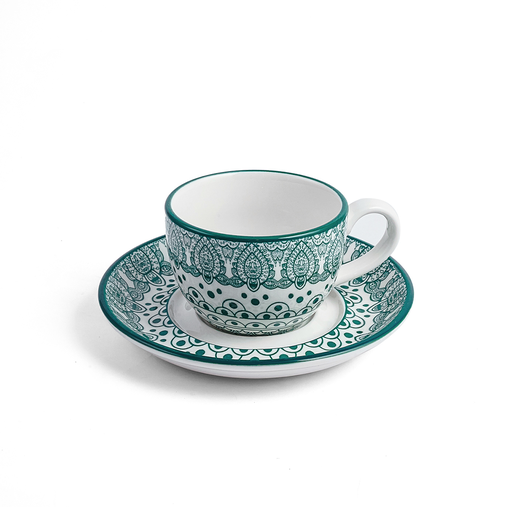 [D03-103] Che Brucia Arabesque Green Porcelain Cup & Saucer 200 ml