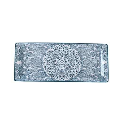 [D03-111] Che Brucia Arabesque Green Rectangular Plate 29 cm X 12 cm
