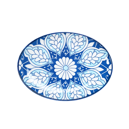 [D03-136] Che Brucia 10" Oval Plate Mosaic Design