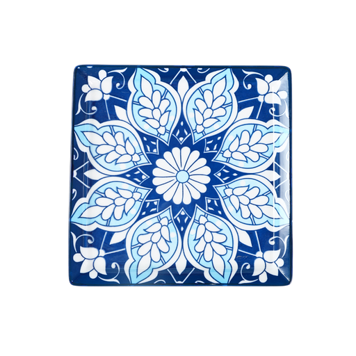 [D03-144] Che Brucia Square Plate 18 x 18 cm Mosaic Design