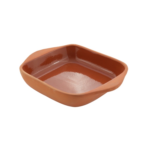 [VP-025-U4] صينية فرن مربعة من طين باكو من تشي بروشيا، مقاس 23 × 23 × 6.5 سم، مطلية من الداخل