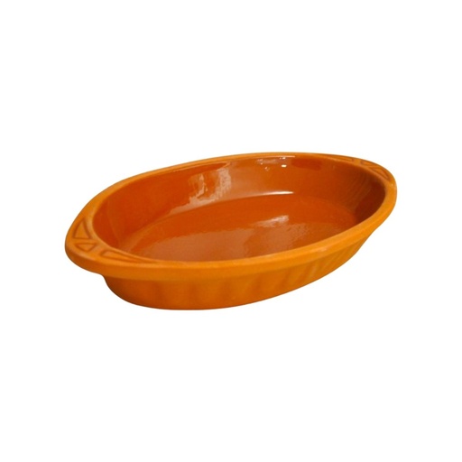 [VP-033] Che Brucia Clay Kilis Oval Oven Tray with Handle 33 x 18 x 5 cm Inner Glazed
