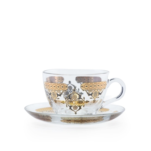 [D-42705] 6+6 tea glass and saucer set 12pcs / 42705