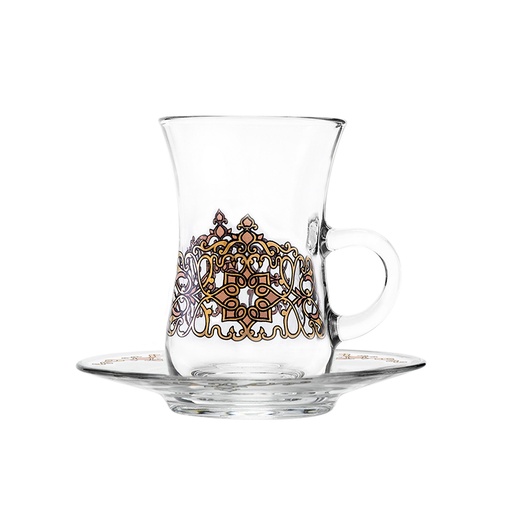 [D-43333] 6+6 tea glass and saucer set 12pcs / 43333