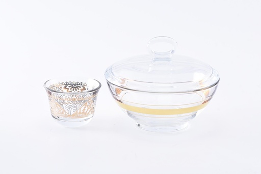 [D-43424] Glass Cawa Cup+Sugar Bowl Set14Pc / 43424