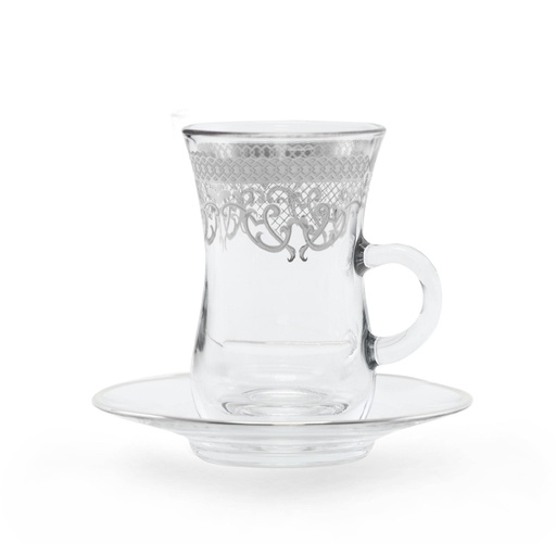 [D-46495] Glass Tea Glass & Saucer Set 12Pcs / 46495