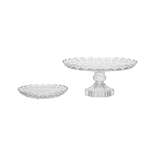 [04-428] City Glass 7 Piece Bohemia Gateau Glass Plate with Stem Set / 3S300511