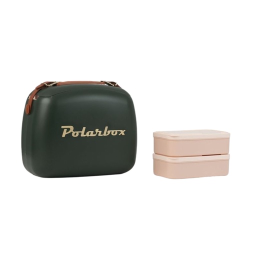 [PB-9393] Polarbox 6 Liters Urban Cooler Bag with 2 Containers Forest Green - Gold / 9393