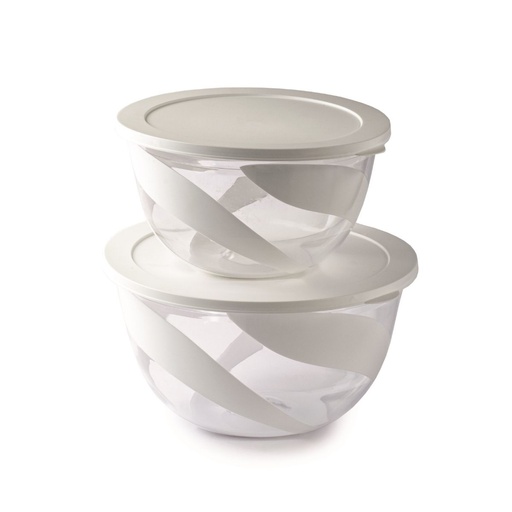 [SN-139] Snips 2 Pieces Salad Bowl 5 Liter and 3 Liter with lids 2 in 1 Set White / 010077