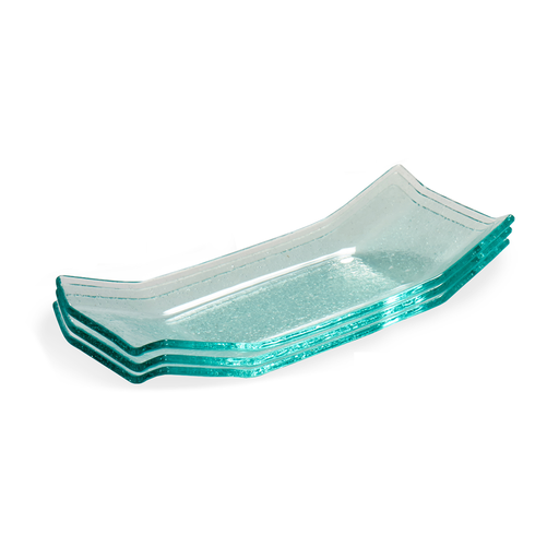 [32-069] Arte Regal Transparent Rectangular Glass Appetizer Bowl 4 Pieces Set 16 cm / 53322