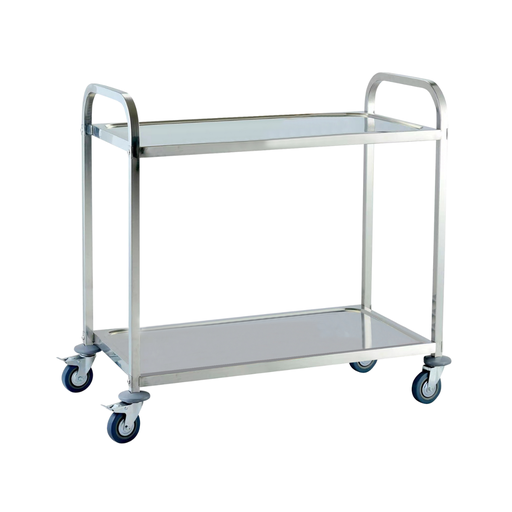 [13-1565] Jiwins 2-Tier Stainless Steel Serving Trolley Square Tube 100 kg / JW-TS285