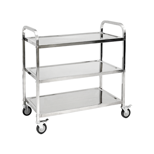 [13-1567] Jiwins 3-Tier Stainless Steel Serving Trolley Square Tube 150 kg / JW-TS385