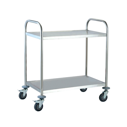 [13-1568] Jiwins 2-Tier Stainless Steel Serving Trolley Round Tube 100 kg / JW-TR286