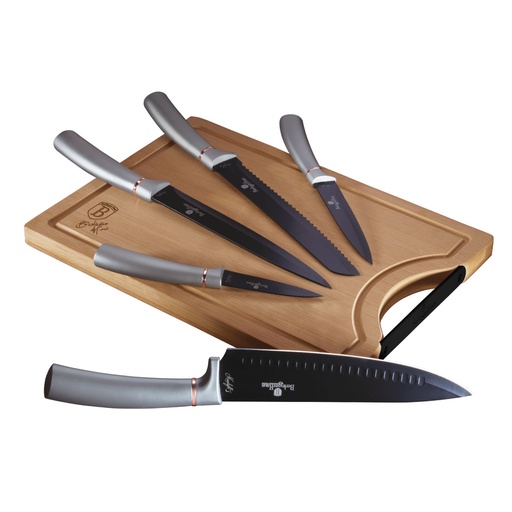 [BH-017] Berlinger Haus 6 Piece Knife Set with Bamboo Cutting Board Moonlight Collection / BH/2556