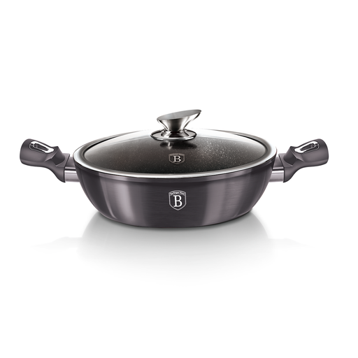 [BH-066] وعاء عميق من Berlinger Haus بغطاء مقاس 32 سم من مجموعة Metallic Line Carbon Pro