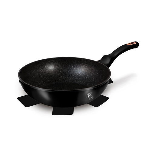 [BH-102] مقلاة ووك Berlinger Haus مقاس 30 سم مع مجموعة Protector Black Rose
