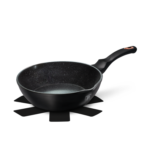 [BH-104] Berlinger Haus Deep Frypan 24 cm with Two Mouth and Protector Black Rose Collection / BH/6184