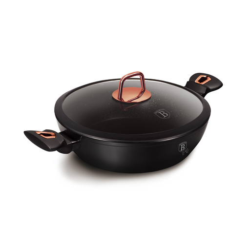 [BH-105] وعاء عميق بغطاء من Berlinger Haus، مقاس 28 سم، مجموعة Black Rose