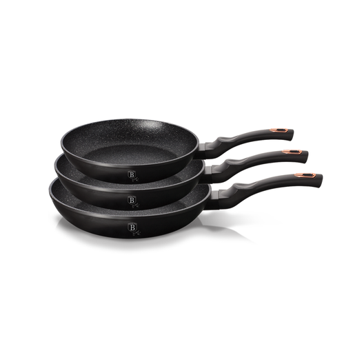 [BH-110] Berlinger Haus 3 Pieces Round Frypan Set Black Rose Collection / BH/6158F