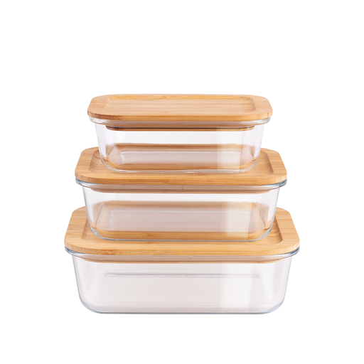 [BH-186] Berlinger Haus 3 Pieces Glass Food Container Set with Bamboo Lids / BH/7811